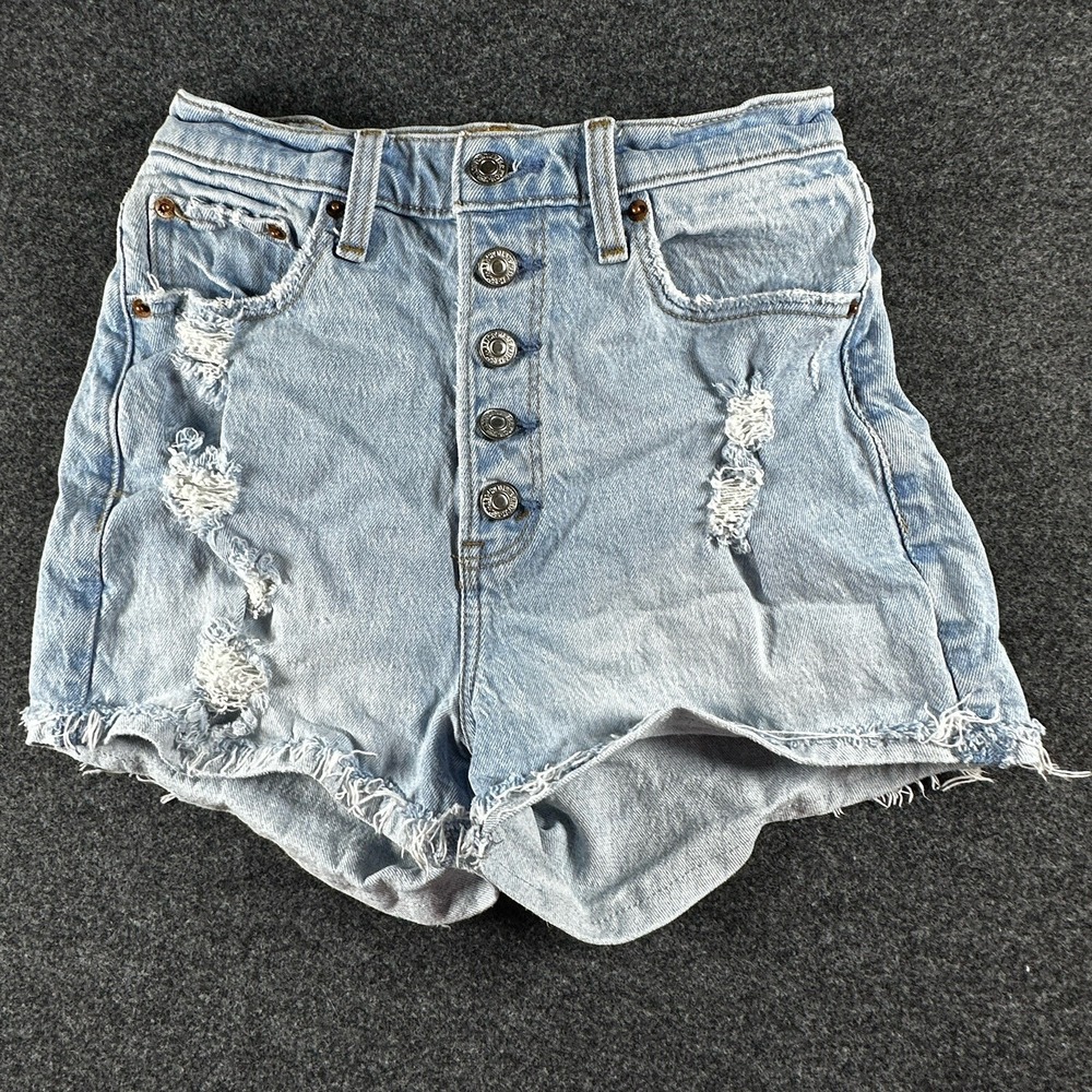 ABERCROMBIE & FITCH Curve Love HIGH RISE MOM Shorts w/ Button Fly Sz 24/00